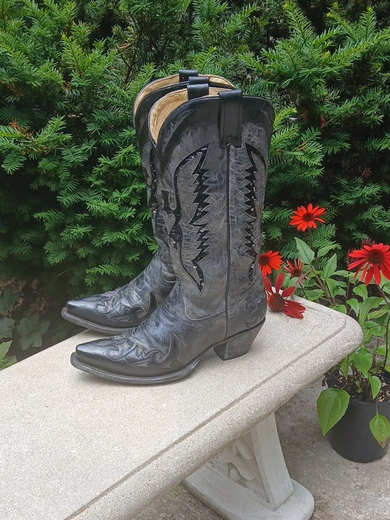 Corral Boots Shoes - Corral Women's Eagle Sequin Inlay Snip Toe Cowgirl Boots model R1003, Sz 9.5